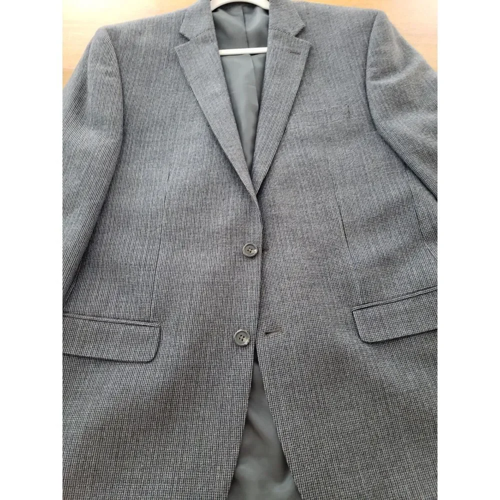 Chaps Wool Sports‎ Coat Navy Blue Jacket Blazer 44L Two Button Closure